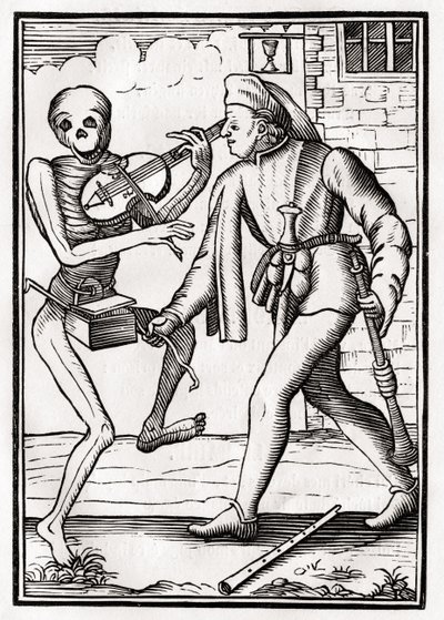 يأتي الموت للموسيقي ، من "Der Todten Tanz" ، نشر بازل ، 1843 (ليثو) بواسطة غير معروف غير معروف