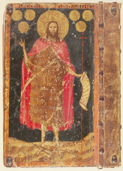 القديس يوحنا المعمدان مع جولد فلورينس ، من غلاف الدساتير والنظام الأساسي لنقابة عمال العملات ، c.1380 بواسطة غير معروف غير معروف