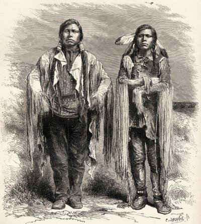 اثنان من الهنود Ute ، رسم توضيحي من "العالم في اليدين" ، نقشه تشارلز لابلانت (ت 1903) ، نشر عام 1878 بواسطة غير معروف غير معروف