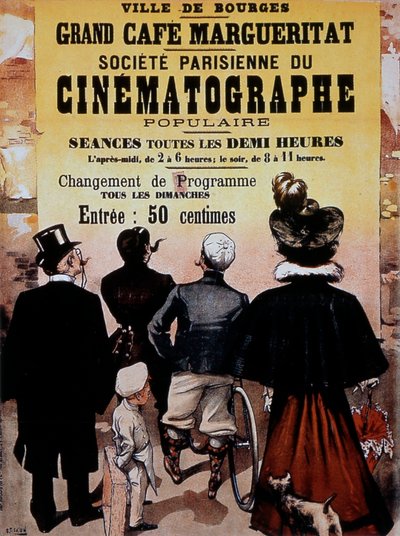 إعلان عن التصوير السينمائي في بورج ، فرنسا ، ج. 1895 بواسطة غير معروف