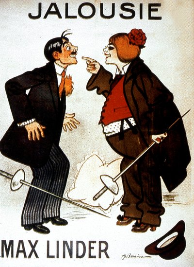 ملصق فيلم Jealousy (Max and the Jealous husband) بواسطة MaxLinder مع فيلم Max Linder 1914 Silent بواسطة غير معروف