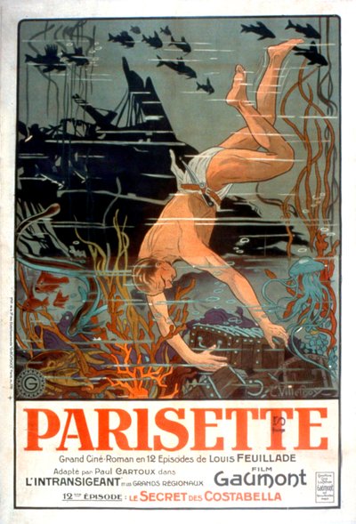 ملصق فيلم Parisette بواسطة LouisFeuillade 1921 فيلم صامت للفيلم الصامت بواسطة غير معروف