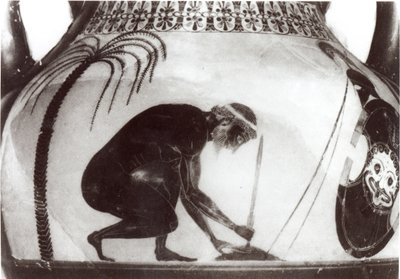 Ajax Preparing for his Death, illustration after a 6th century BC Greek krater vase (engraving) (b/w photo) بواسطة غير معروف