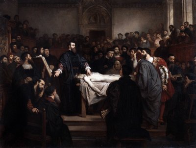 ليكون التشريح أندريه فيسيل (1514-1564)، عالم تشريح فلمنكي (أندريا فيزاليوس أو أندريس فان فيسيل) في بادوفا (بادوفا)، إيطاليا بواسطة فنان غير معروف