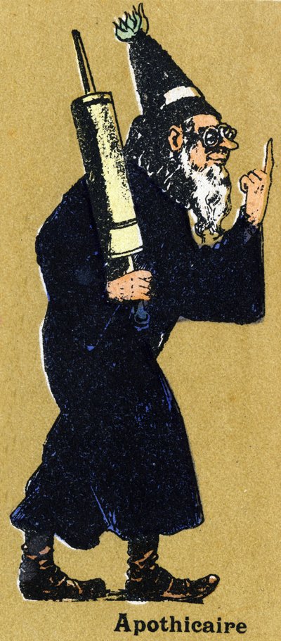 صيدلية مع clystere. الأبجدية المصورة. تم لم شمل الصور في جارفيل نانسي ، بداية القرن العشرين. الأبعاد: ٤٠ × ٢٩ سم. الطباعة الحجرية على خلفية بيستر بواسطة غير معروف