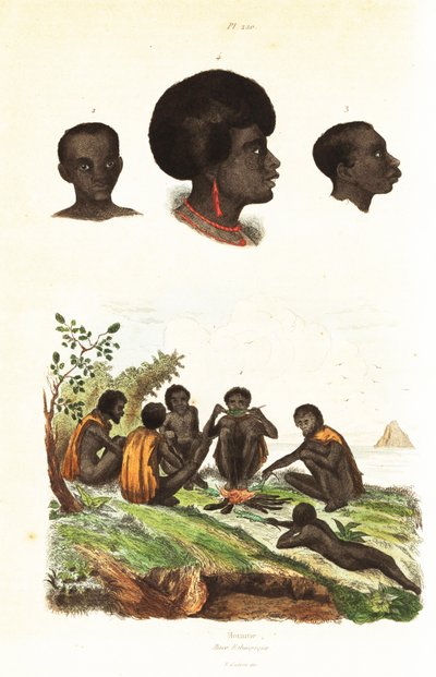 السكان الأصليون الأستراليون ورؤساء السكان الأصليون لوايجيو ، بابوا الغربية 1834-1839 (نقش) بواسطة فنان غير معروف