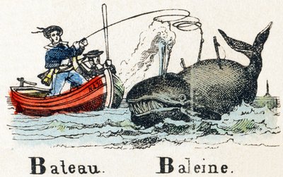 B - Bateau Whale - Alphabet - ترفيه للأطفال - صورة إبينالية ، سلسلة شعبية حوالي 1890 (رسم توضيحي) بواسطة غير معروف