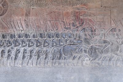 نقوش بارزة على الرواق الجنوبي لأنغكور وات ، كمبوديا بواسطة فنان غير معروف