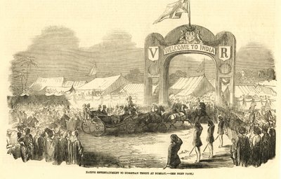عربة خيول بريطانية في بومباي، حوالي عام 1800 (رسم توضيحي) بواسطة فنان غير معروف