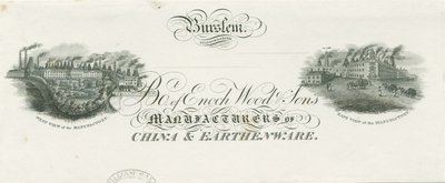 Burslem - عنوان قانون شركة Enoch Wood & Sons: engraving، nd [؟ 19th cent] بواسطة غير معروف
