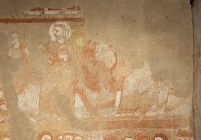 الكنيسة (Église Saint-Martin). الداخلية. اللوحات الجدارية (فريسكو). الجدار الغربي للصحن. التفاصيل. الرسل. القرن الثاني عشر. بواسطة غير معروف