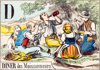 D Diner des moissonneurs - "أبجدية المزرعة" نهاية القرن التاسع عشر (نقش) بواسطة غير معروف