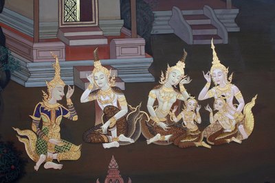 Detail of a mural painting in the Uposatha (shrine hall) of Buddhapadipa temple, Wimbledon, Grande-Bretagne بواسطة غير معروف