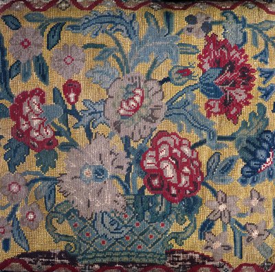 Detail of the cushion of a chair used by one of Elizabeth