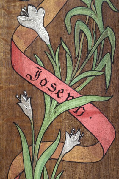 Drawing. Flowers and a ribbon with the name Joseph written on it, Fecamp, France بواسطة غير معروف