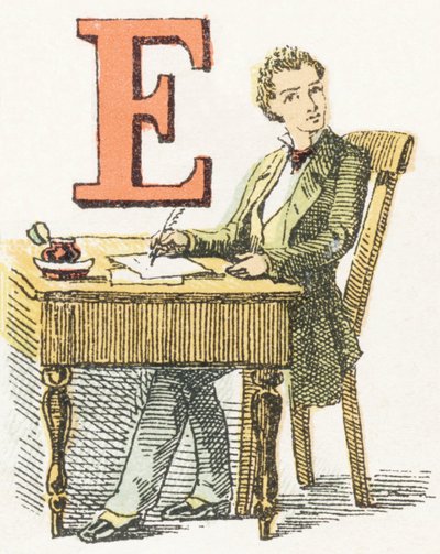 E - Ecrivain - الأبجدية الطفولية ، طبعات Gordinne 1920 (نقش) بواسطة غير معروف