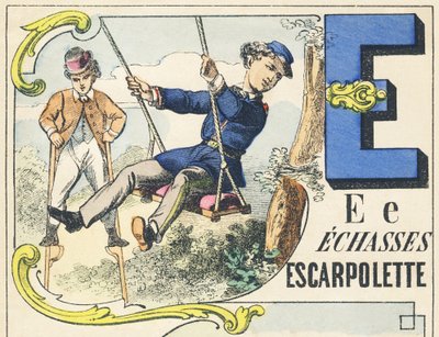E: echass ، escarpolette - ألعاب الأبجدية ، c.1890 (رسم توضيحي) بواسطة غير معروف