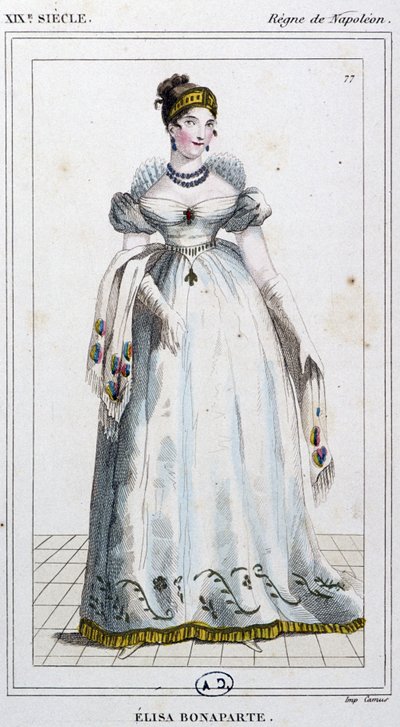 إليسا بونابرت باسيوتشي، حوالي عام 1810 (نقش) بواسطة فنان غير معروف