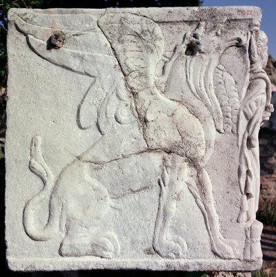 جرة جنازة ذات نقش منحوت على شكل حجر غريفين بواسطة غير معروف