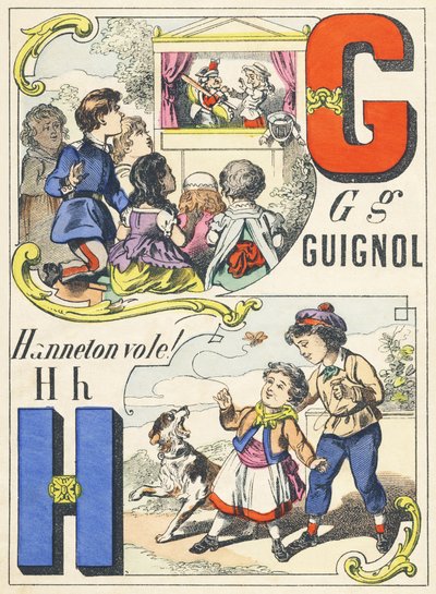 GH: Guignol، Hanneton Vole! - ألعاب الأبجدية ، حوالي 1890 (رسم توضيحي) بواسطة غير معروف