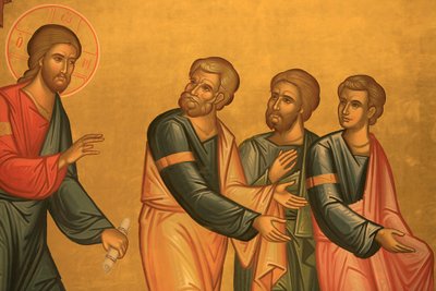 لوحة جدارية للكنيسة الأرثوذكسية اليونانية: المسيح بعد تجليه Thessalonique Grece بواسطة غير معروف
