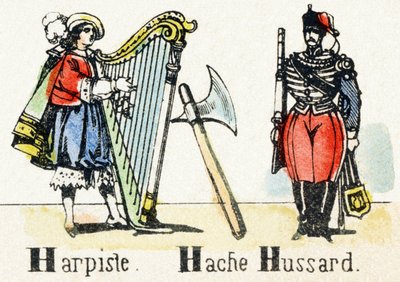 H - Harpiste Hache Hussard - الأبجدية - ترفيه الأطفال - الصورة epinal ، سلسلة شعبية c1890 (رسم توضيحي) بواسطة غير معروف