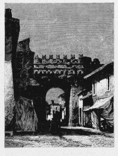 تاريخ روما القديمة. Porta Settimiana هي بوابة في جدار Aurelian في روما. بواسطة غير معروف