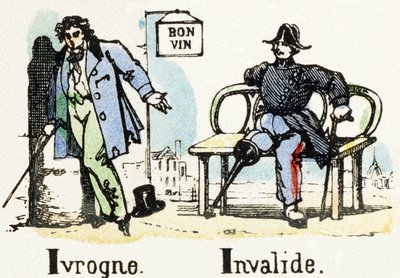 أنا - Ivrogne Invalide - الأبجدية - ترفيه الأطفال - صورة epinal ، سلسلة شعبية c1890 (رسم توضيحي) بواسطة غير معروف
