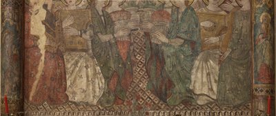 الداخلية. معبر الشمال. المذبح (لوحات جدارية Altar de las pinturas). الأصل من الكنيسة الرئيسية. اللوحات الجدارية (فريسكو؟). التفاصيل. نهاية القرن الرابع عشر. بواسطة غير معروف