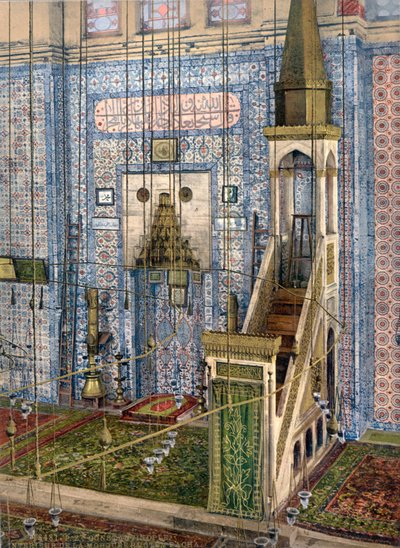 داخل مسجد رستم باشا ، القسطنطينية ، ج .1890-1900 بواسطة غير معروف