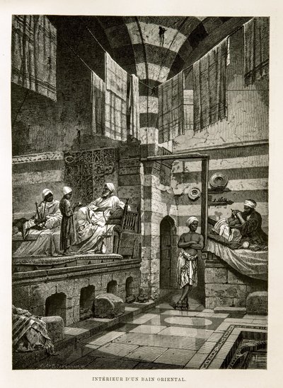 Internal view of an oriental bath Illustration from the Atlas of Egypt بواسطة غير معروف