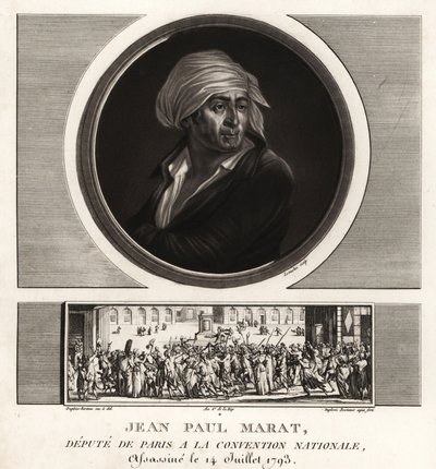 جان بول مارات ، نائب باريس في المؤتمر الوطني ، اغتيل عام 1793 بواسطة غير معروف