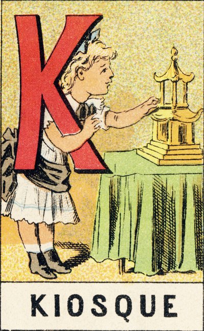 K: Kiosk - نقش من ABCD des petits filles. Pellerin & Cie ، ناشر طابعة ، Epinal ، حوالي 1890. Serie A. الأبعاد: 19 × 13.5 سم. بواسطة غير معروف