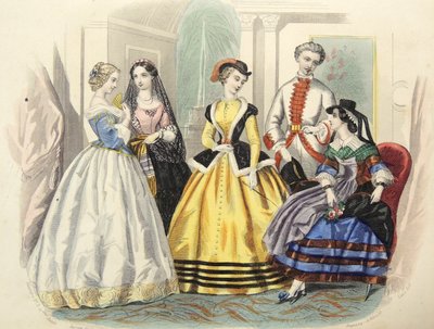 أزياء باريس للسيدات، حوالي عام 1860. بواسطة فنان غير معروف