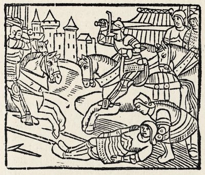 Lancelot at a Tournament (طباعة خشبية) بواسطة فنان غير معروف