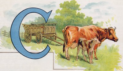 الحرف ج: النقل. نقش في "ABC L'alphabet des bebes". حجم غير قابل للكسر على القماش في الطباعة الحجرية الملونة. A. Capendu ، محرر ، باريس. أوائل القرن العشرين ، حوالي عام 1905. صور من أصل إنجليزي ، مصحوبة بكلمات بالفرنسية تتوافق مع كل حرف بواسطة غير معروف