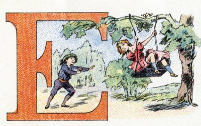 الحرف E: Scarpolette. الأبجدية الفوسفاتين فاليريس. نقش. الأبجدية Brevete SGDG بواسطة الصيدلي Pierre Emile Falieres. الرسوم التوضيحية في الطباعة الحجرية الملونة ، أواخر القرن التاسع عشر. 16 صفحة. خافت: 103x154 ملم بواسطة غير معروف
