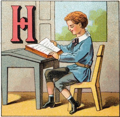 الحرف H كتاريخ فرنسا. نقش في "Alphabet des petits ecoliers". تصوير إبينال ، حوالي عام 1885. مجموعة بريفيه بواسطة غير معروف