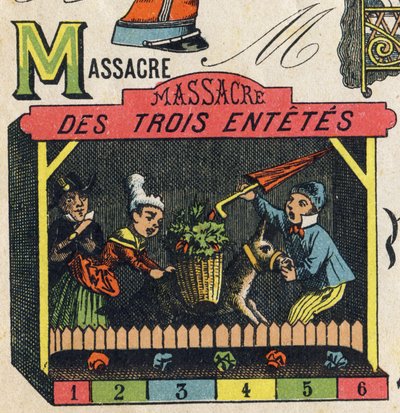 الحرف م. نقش في "ABC Toys". تصوير إبينال في الطباعة الحجرية الملونة ، حوالي عام 1890. كتيب صغير من 8 صفحات. Dim: 195x135mm ، مخصص لاستقبال إعلان في الغلاف الرابع. يستخدم في المنزل ، ويقدم طريقة قراءة صغيرة ولامعة. بواسطة غير معروف