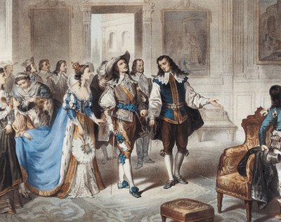 موريلو، بارتولومي إستيبان (1617-1682). الرسام موريللو يزور إل إسكوريال" ("الرسام موريللو يزور إل إسكوريال"). طباعة حجرية بقلم ل. تورغيس بواسطة فنان غير معروف