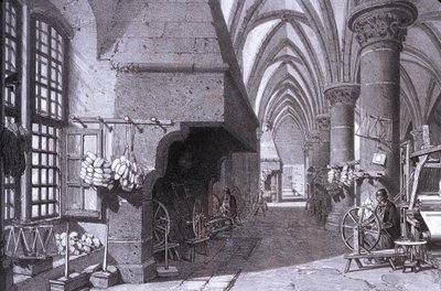 القناة N * 016 ، متحف الفروع ، "" La salle des chevaliers "" du Mont St Michel ، الطباعة الحجرية بواسطة غير معروف