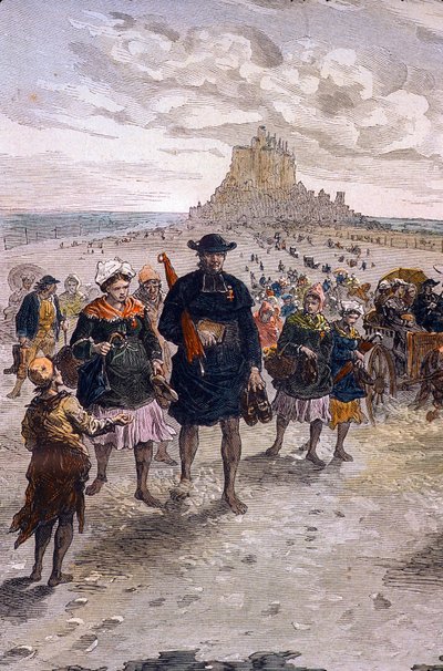 Manche N * 022 ، Musee d'Avranches ، "" عودة pelerins في Mont St Michel "" بواسطة غير معروف