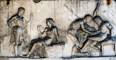 أسطورة Telephus ، بيت الإغاثة من Telephus ، Herculaneum ، كامبانيا ، إيطاليا ، الحضارة الرومانية بواسطة فنان غير معروف