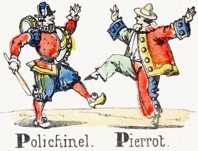 P - Polichinelle Pierrot - الأبجدية الترفيهية للأطفال c1890 (طباعة حجرية) بواسطة غير معروف