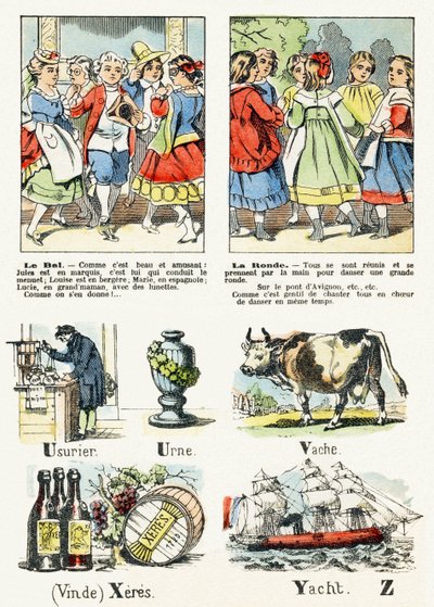 الصفحة 8 - زي Le Bal ، La Ronde - الأبجدية الترفيهية للأطفال c.1890 (الطباعة الحجرية) بواسطة غير معروف
