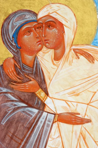 Painting of the Visitation in Ain Kerem orthodox monastery Ain-Karim Israel بواسطة غير معروف