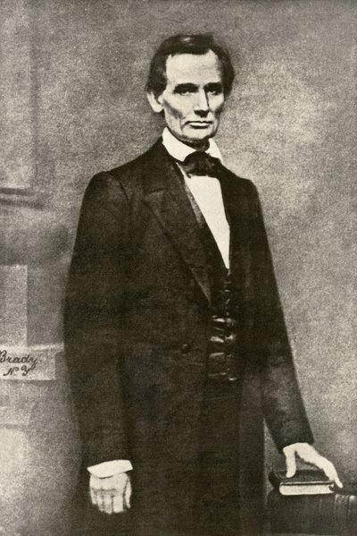 صورة للرئيس أبراهام لينكولن (1809-1865). إعادة إنتاج صورة فوتوغرافية لماثيو برادي. بواسطة فنان غير معروف