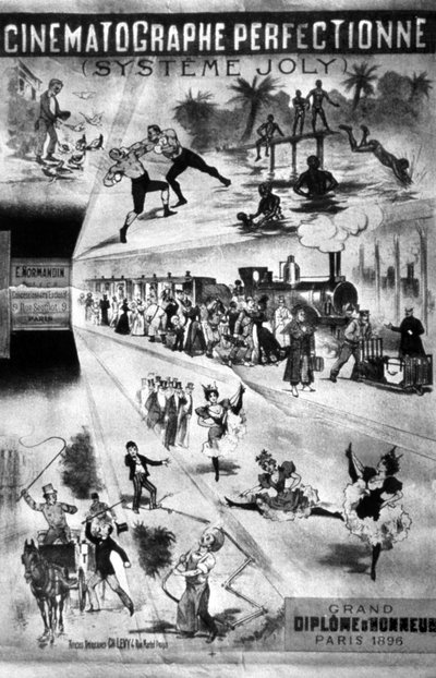 تم وضع ملصق لنظام جولي في عام 1896 ليشكل تهديدًا لنظام لوميير بواسطة غير معروف