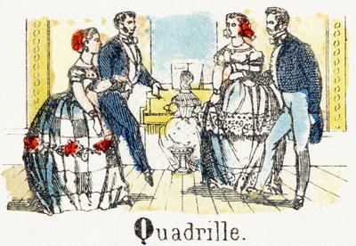 Q - Quadrille - الأبجدية الترفيهية للأطفال c1890 (طباعة حجرية) بواسطة غير معروف