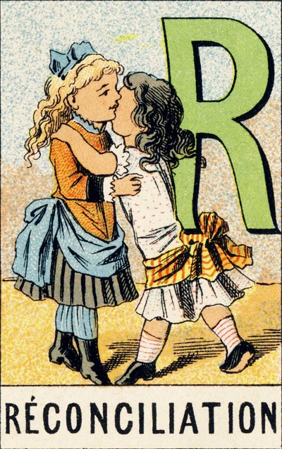 R: التسوية - نقش من ABCD des petits filles. Pellerin & Cie ، ناشر طابعة ، Epinal ، حوالي 1890. Serie A. الأبعاد: 19 × 13.5 سم. بواسطة غير معروف